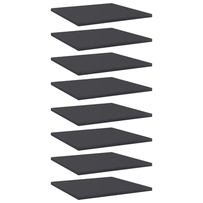 Ripiani per Libreria 8pz Grigi 40x40x1,5cm in Legno Multistrato