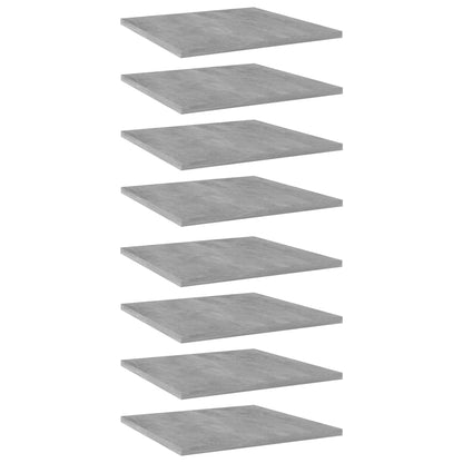 Ripiani per Libreria 8pz Grigio Cemento 40x40x1,5cm Multistrato