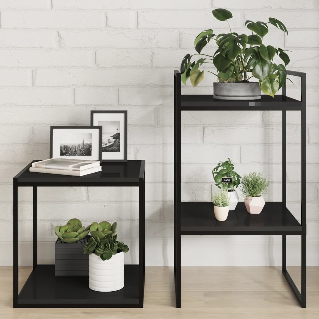 Ripiani per Libreria 8pz Nero Lucido 40x40x1,5cm Multistrato