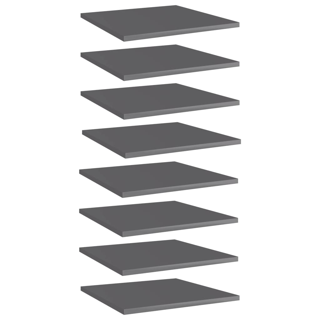 Ripiani per Libreria 8pz Grigio Lucido 40x40x1,5cm Multistrato