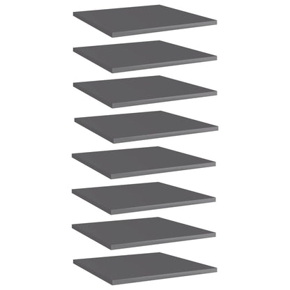Ripiani per Libreria 8pz Grigio Lucido 40x40x1,5cm Multistrato