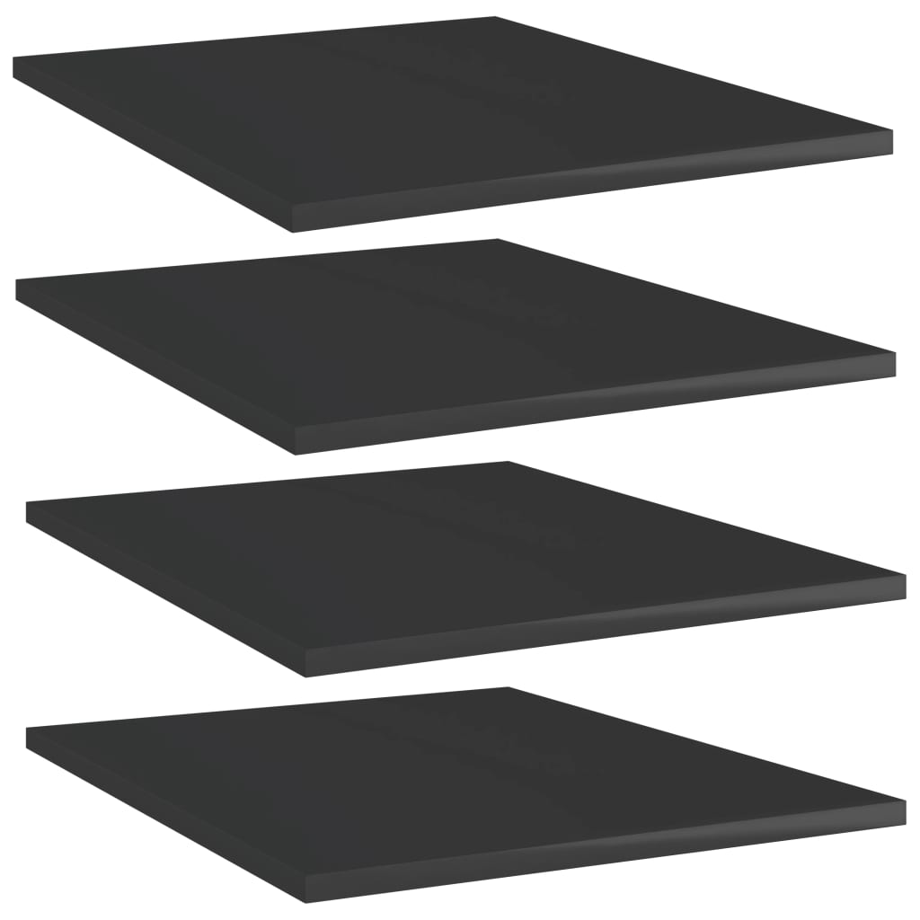 Ripiani per Libreria 4pz Nero Lucido 40x50x1,5cm Multistrato