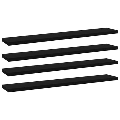 Ripiani per Libreria 4pz Neri 60x10x1,5cm in Legno Multistrato