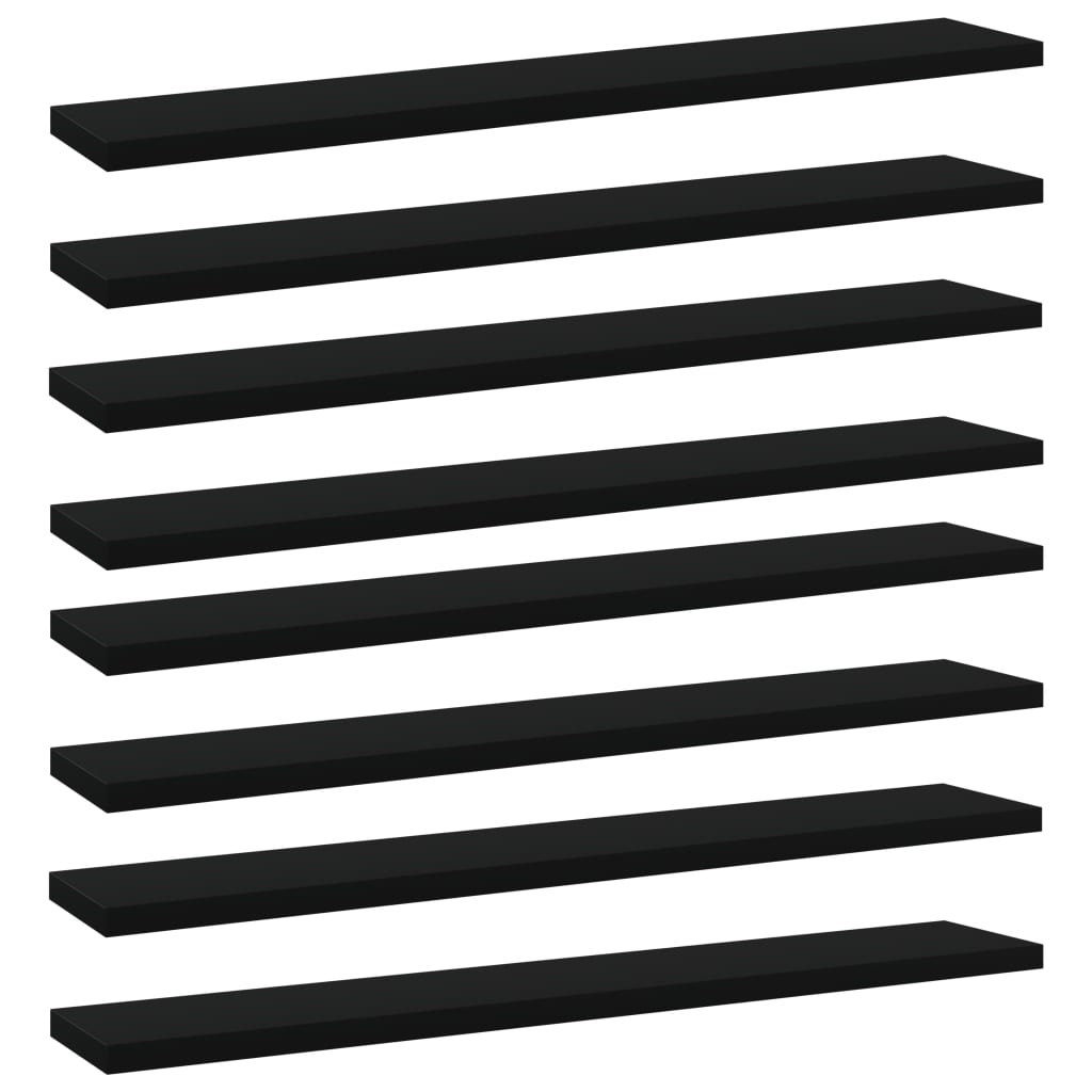 Ripiani per Libreria 8pz Neri 60x10x1,5cm in Legno Multistrato