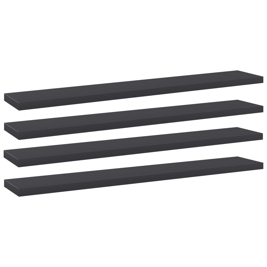 Ripiani per Libreria 4pz Grigi 60x10x1,5cm in Legno Multistrato