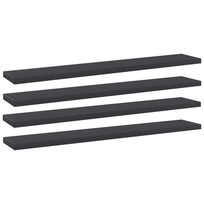 Ripiani per Libreria 4pz Grigi 60x10x1,5cm in Legno Multistrato