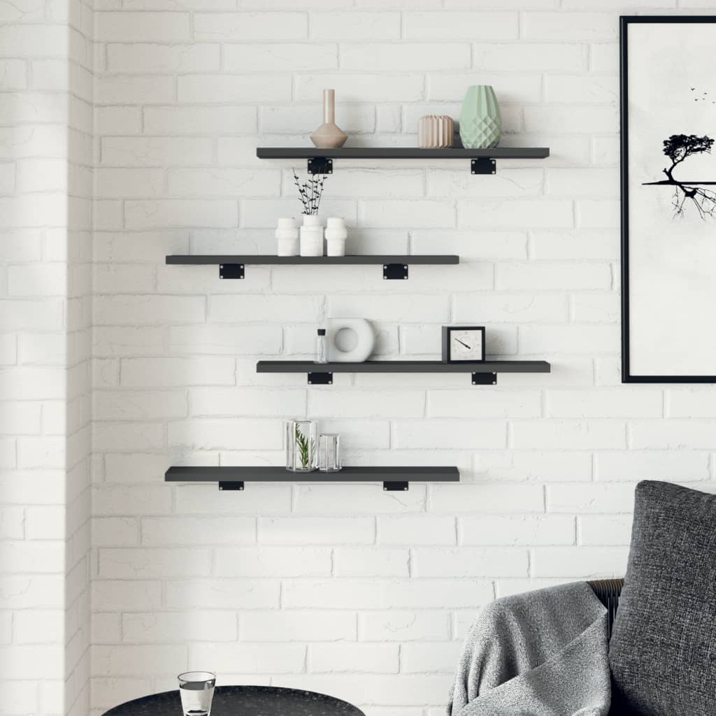Ripiani per Libreria 8pz Grigi 60x10x1,5cm in Legno Multistrato