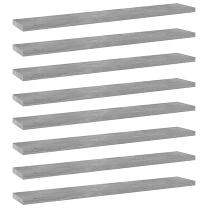 Ripiani per Libreria 8pz Grigio Cemento 60x10x1,5cm Multistrato