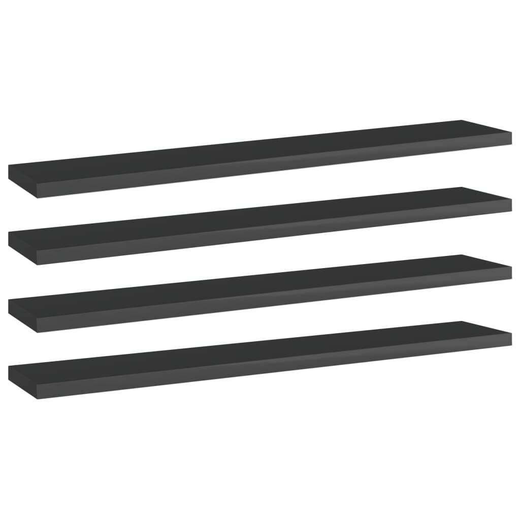 Ripiani per Libreria 4pz Nero Lucido 60x10x1,5cm Multistrato