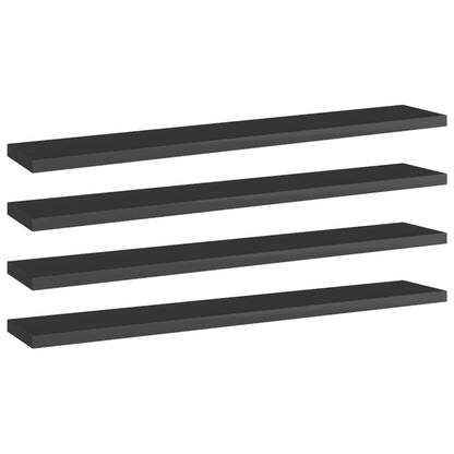 Ripiani per Libreria 4pz Nero Lucido 60x10x1,5cm Multistrato