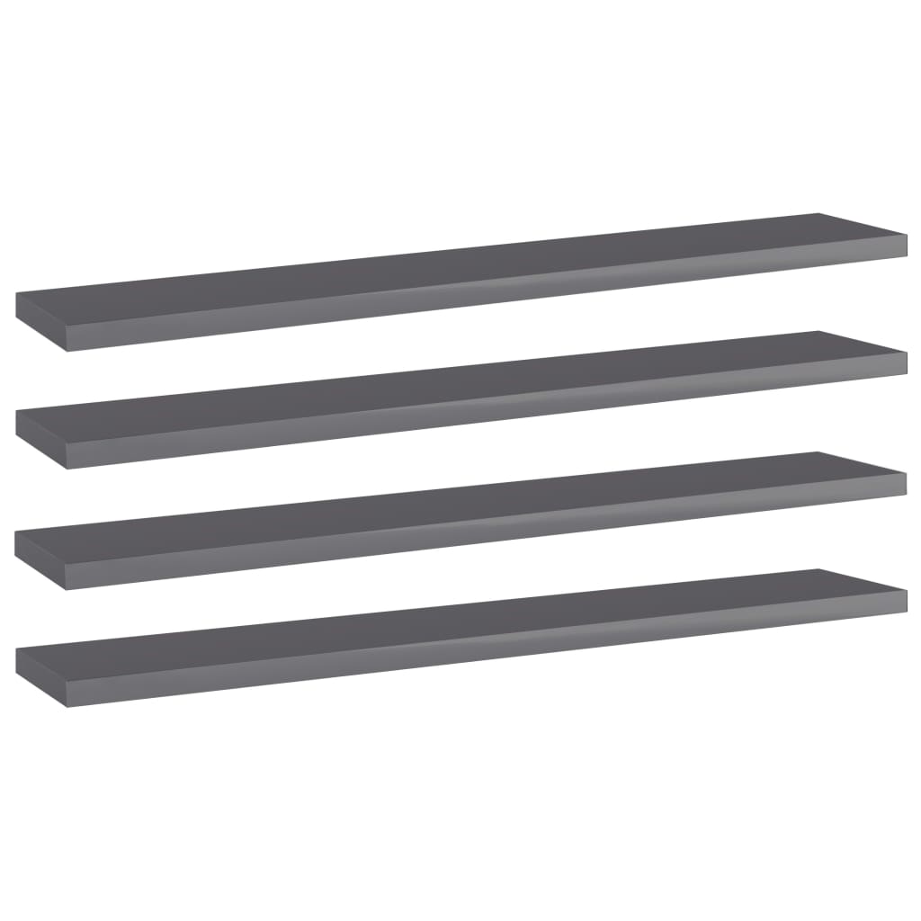 Ripiani per Libreria 4pz Grigio Lucido 60x10x1,5cm Multistrato