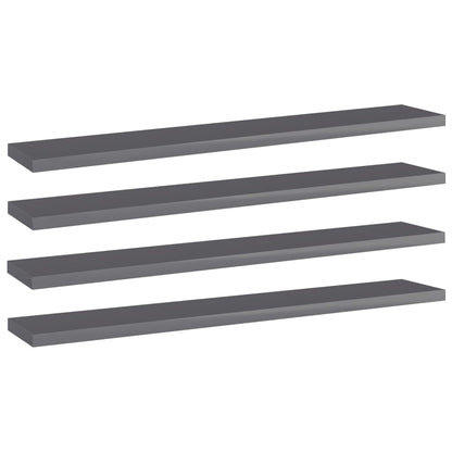 Ripiani per Libreria 4pz Grigio Lucido 60x10x1,5cm Multistrato