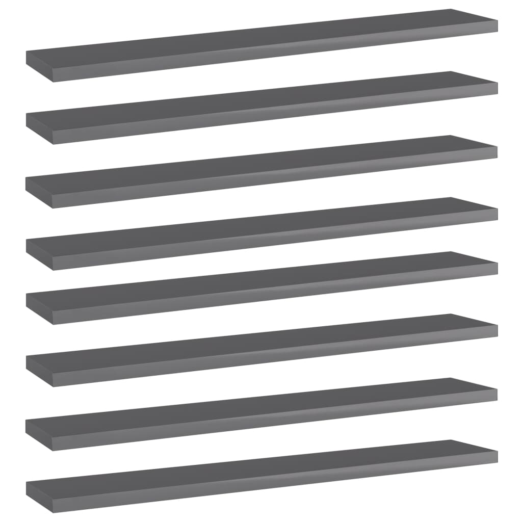 Ripiani per Libreria 8pz Grigio Lucido 60x10x1,5cm Multistrato