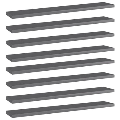 Ripiani per Libreria 8pz Grigio Lucido 60x10x1,5cm Multistrato