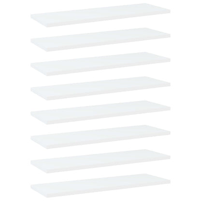 Ripiani per Libreria 8pz Bianchi 60x20x1,5 cm Legno Multistrato