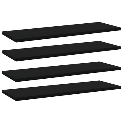 Ripiani per Libreria 4pz Neri 60x20x1,5cm in Legno Multistrato