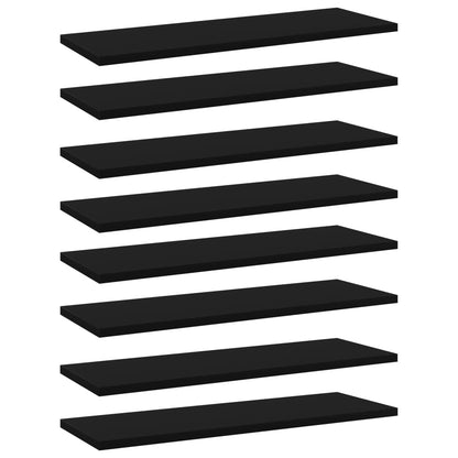 Ripiani per Libreria 8pz Neri 60x20x1,5cm in Legno Multistrato