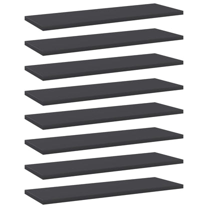 Ripiani per Libreria 8pz Grigi 60x20x1,5cm in Legno Multistrato