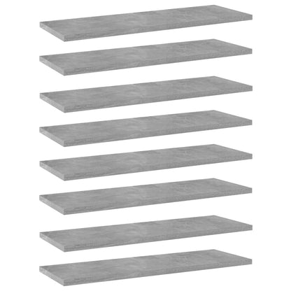 Ripiani per Libreria 8pz Grigio Cemento 60x20x1,5cm Multistrato