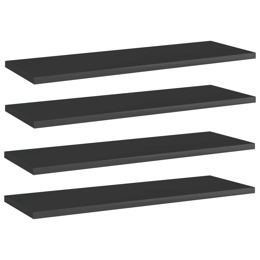 Ripiani per Libreria 4pz Nero Lucido 60x20x1,5cm Multistrato