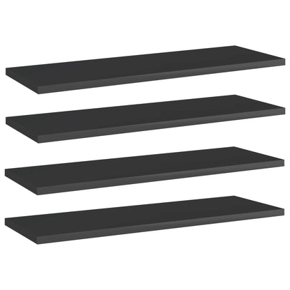 Ripiani per Libreria 4pz Nero Lucido 60x20x1,5cm Multistrato