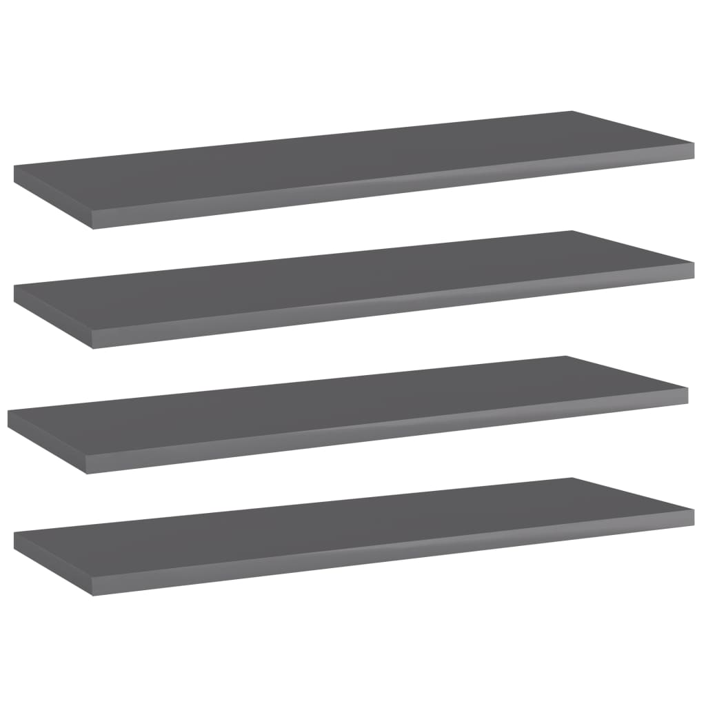 Ripiani per Libreria 4pz Grigio Lucido 60x20x1,5cm Multistrato