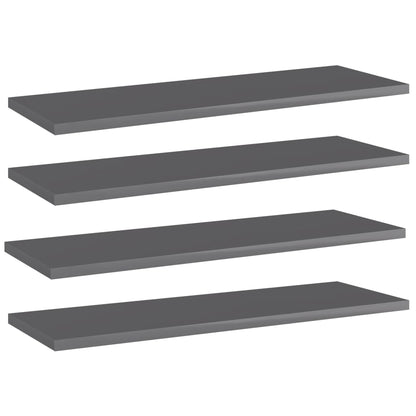 Ripiani per Libreria 4pz Grigio Lucido 60x20x1,5cm Multistrato