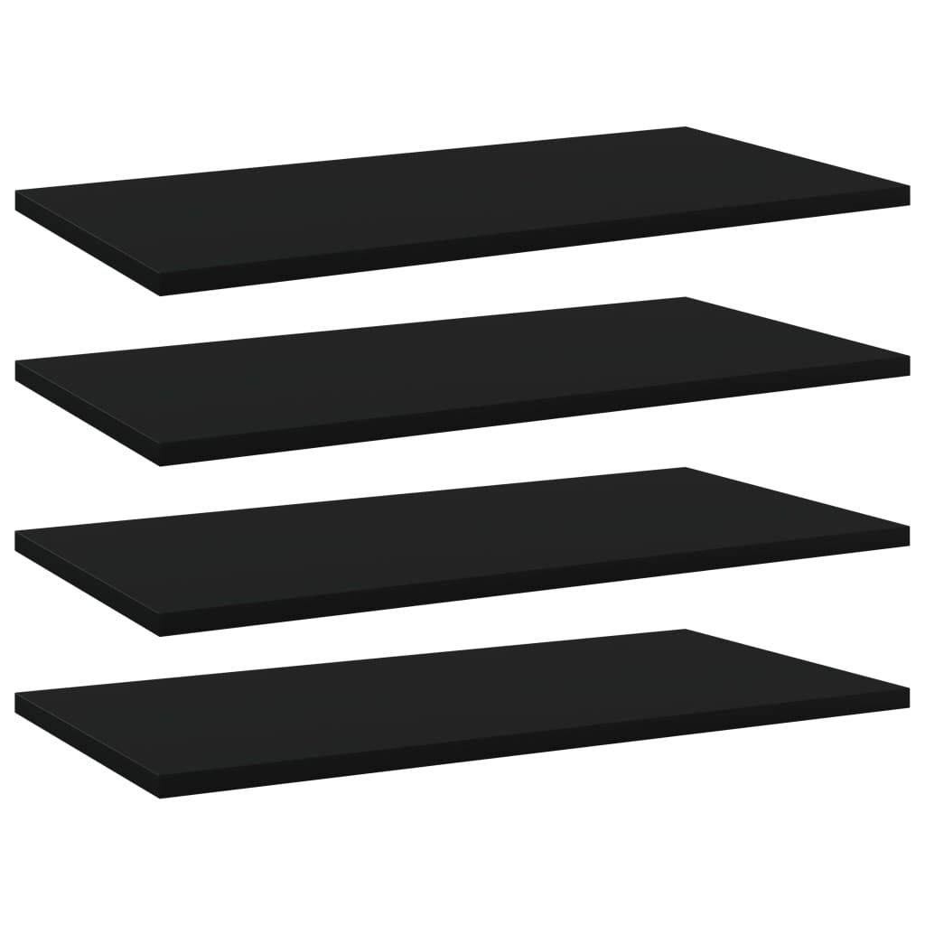 Ripiani per Libreria 4pz Neri 60x30x1,5cm in Legno Multistrato