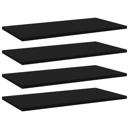 Ripiani per Libreria 4pz Neri 60x30x1,5cm in Legno Multistrato