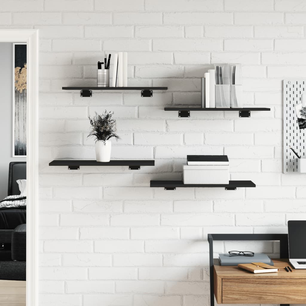 Ripiani per Libreria 8pz Neri 60x30x1,5cm in Legno Multistrato