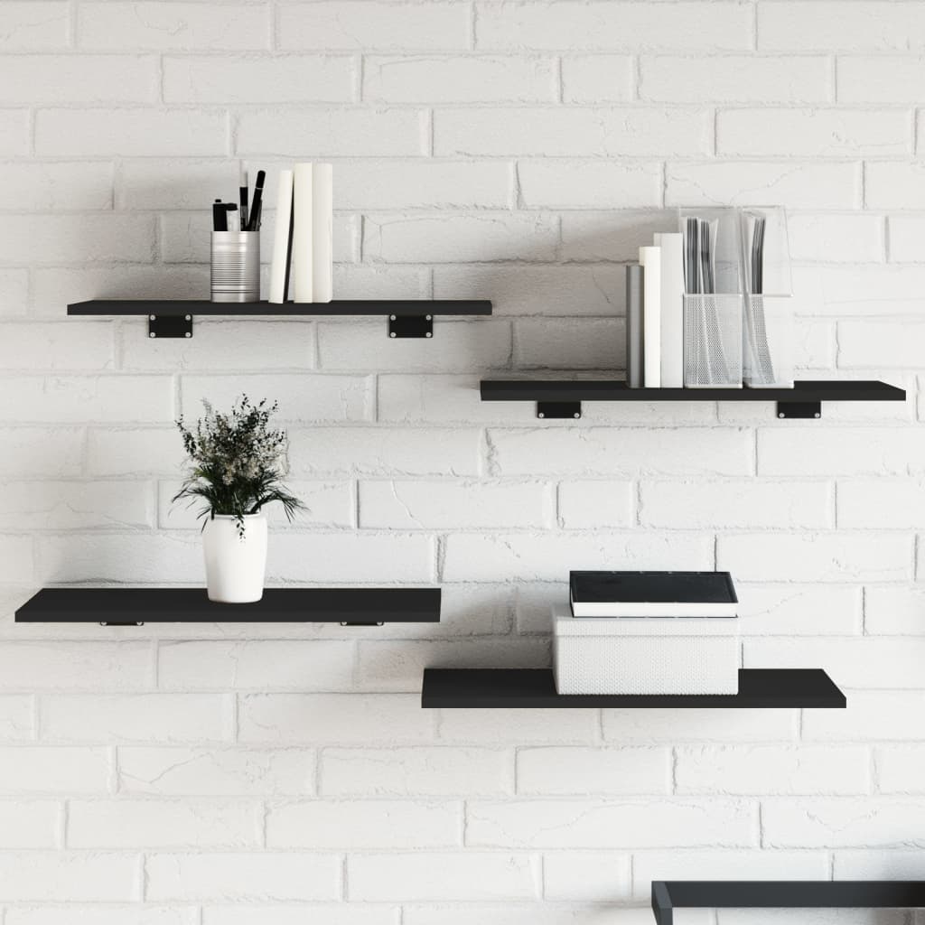 Ripiani per Libreria 8pz Neri 60x30x1,5cm in Legno Multistrato