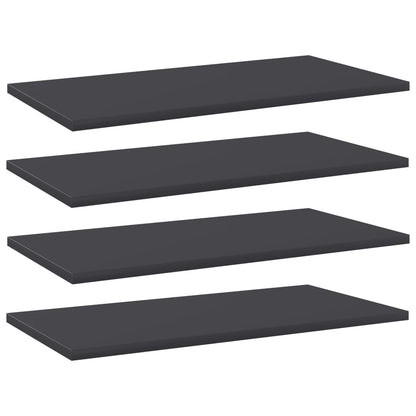 Ripiani per Libreria 4pz Grigi 60x30x1,5cm in Legno Multistrato