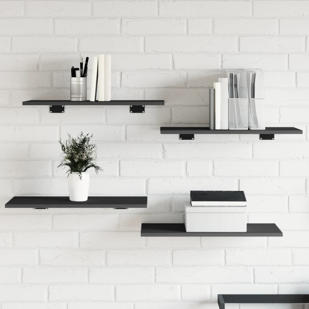 Ripiani per Libreria 8pz Grigi 60x30x1,5cm in Legno Multistrato