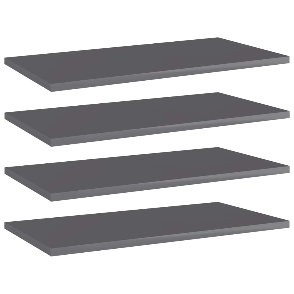 Ripiani per Libreria 4pz Grigio Lucido 60x30x1,5cm Multistrato