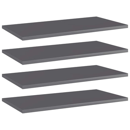 Ripiani per Libreria 4pz Grigio Lucido 60x30x1,5cm Multistrato