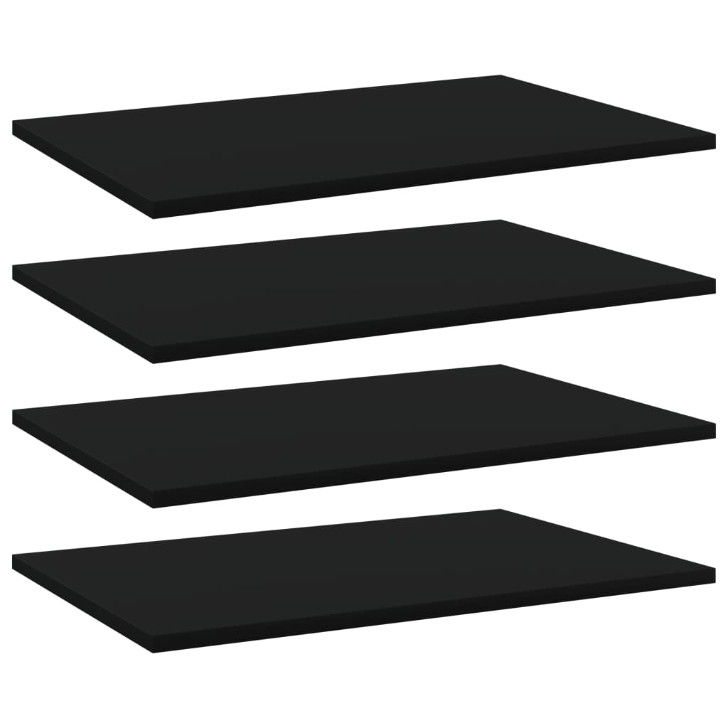Ripiani per Libreria 4pz Neri 60x40x1,5cm in Legno Multistrato