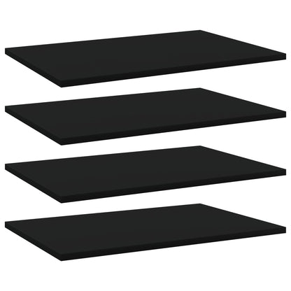 Ripiani per Libreria 4pz Neri 60x40x1,5cm in Legno Multistrato
