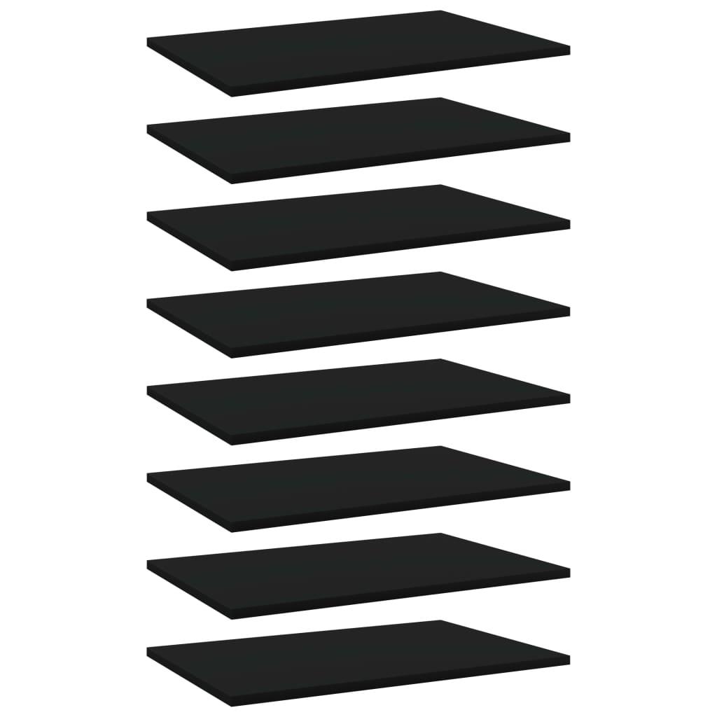 Ripiani per Libreria 8pz Neri 60x40x1,5cm in Legno Multistrato