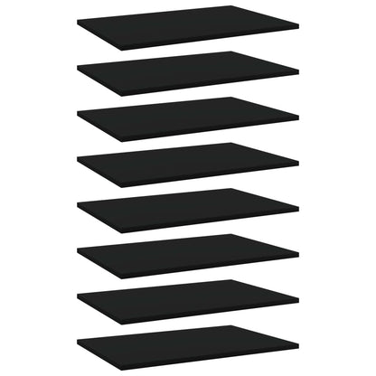 Ripiani per Libreria 8pz Neri 60x40x1,5cm in Legno Multistrato