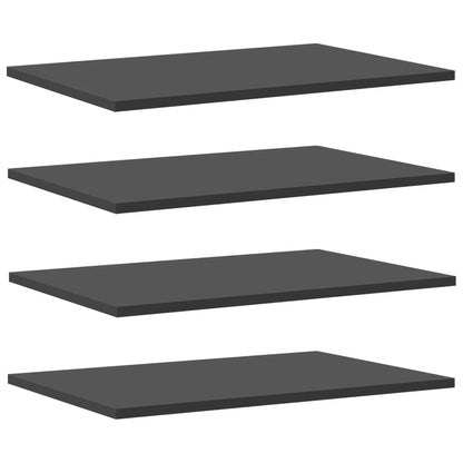 Ripiani per Libreria 4pz Grigi 60x40x1,5cm in Legno Multistrato