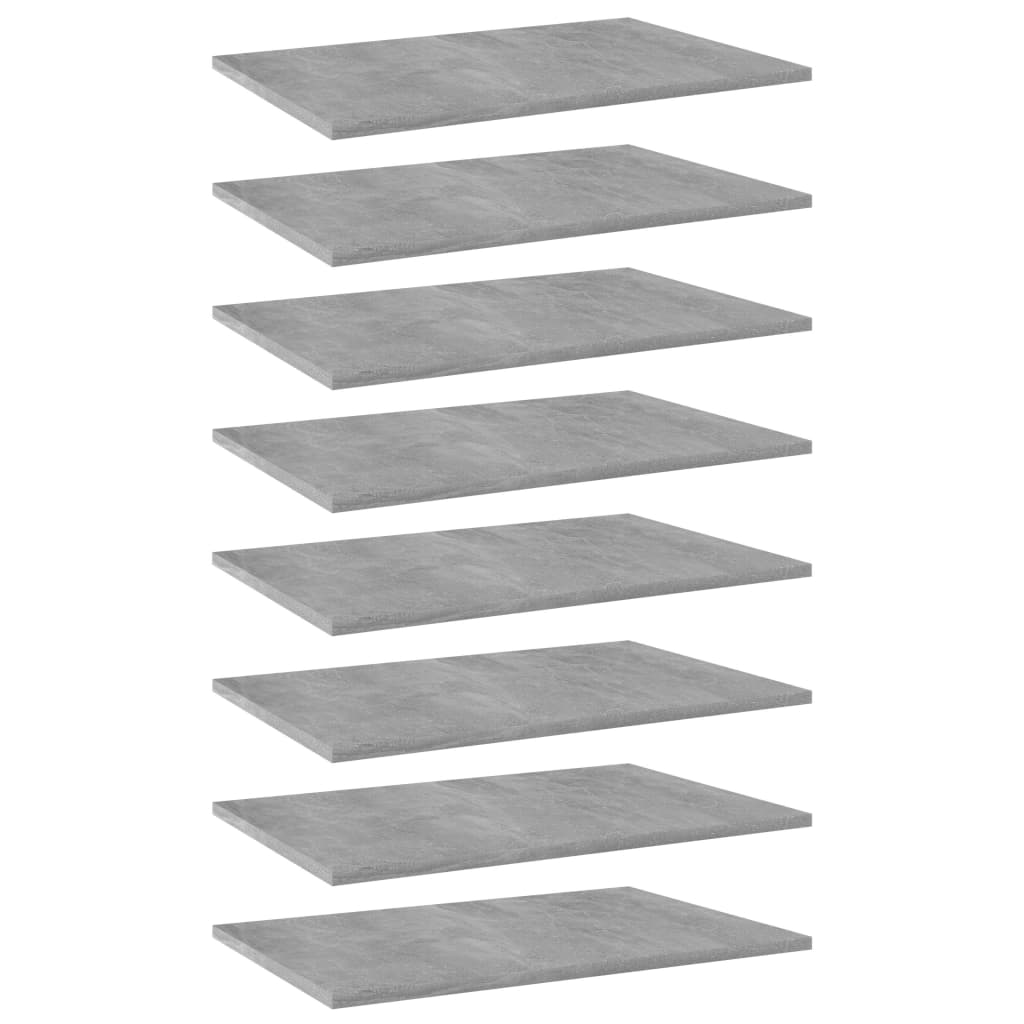 Ripiani per Libreria 8pz Grigio Cemento 60x40x1,5cm Multistrato