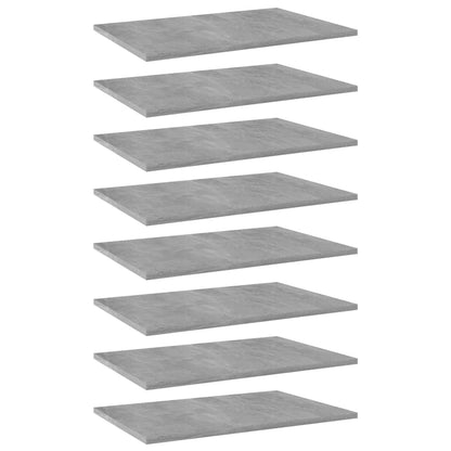Ripiani per Libreria 8pz Grigio Cemento 60x40x1,5cm Multistrato