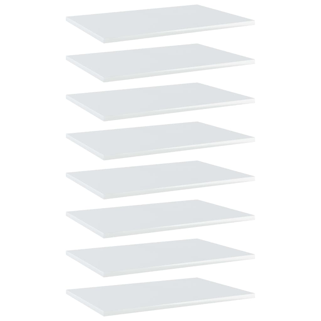 Ripiani per Libreria 8pz Bianco Lucido 60x40x1,5cm Multistrato