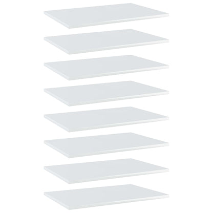 Ripiani per Libreria 8pz Bianco Lucido 60x40x1,5cm Multistrato