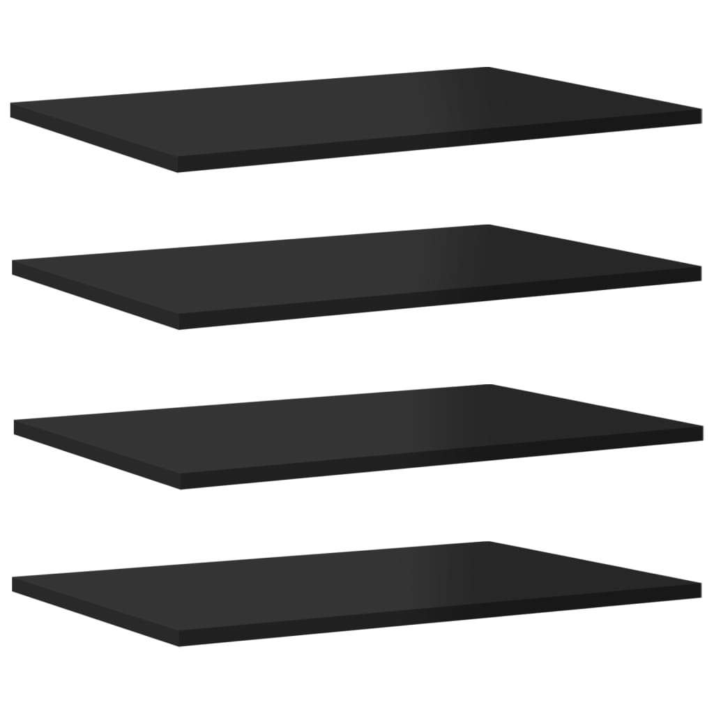 Ripiani per Libreria 4pz Nero Lucido 60x40x1,5cm Multistrato