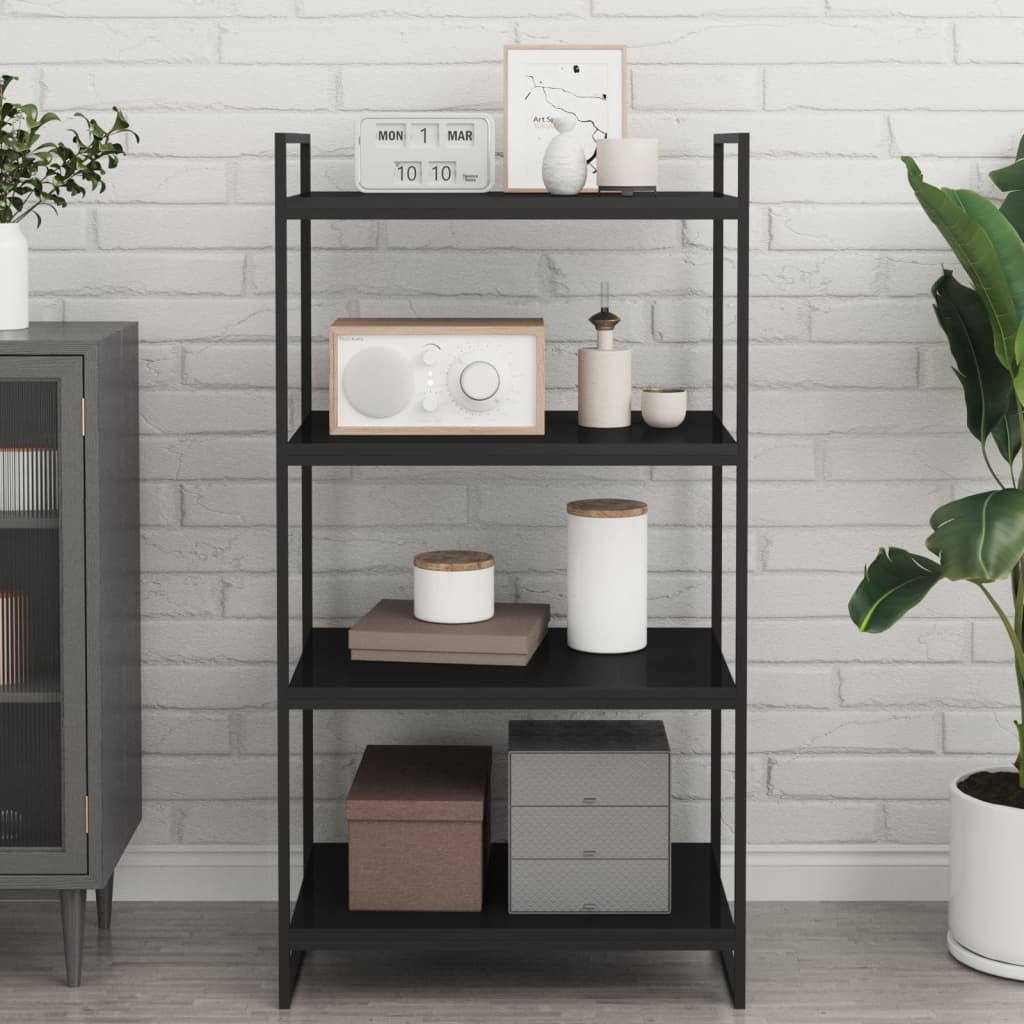 Ripiani per Libreria 4pz Nero Lucido 60x40x1,5cm Multistrato