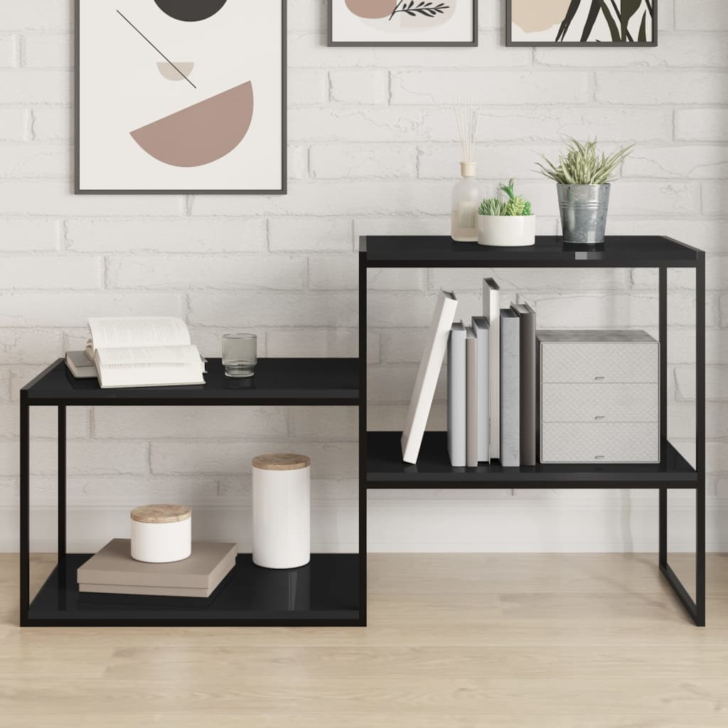 Ripiani per Libreria 4pz Nero Lucido 60x40x1,5cm Multistrato