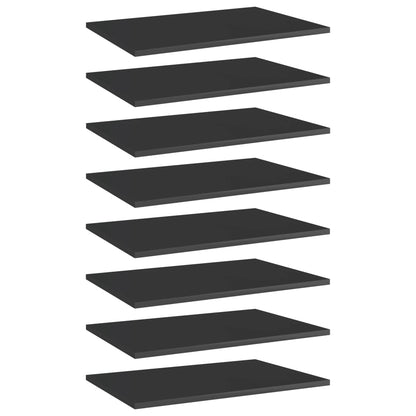 Ripiani per Libreria 8pz Nero Lucido 60x40x1,5cm Multistrato