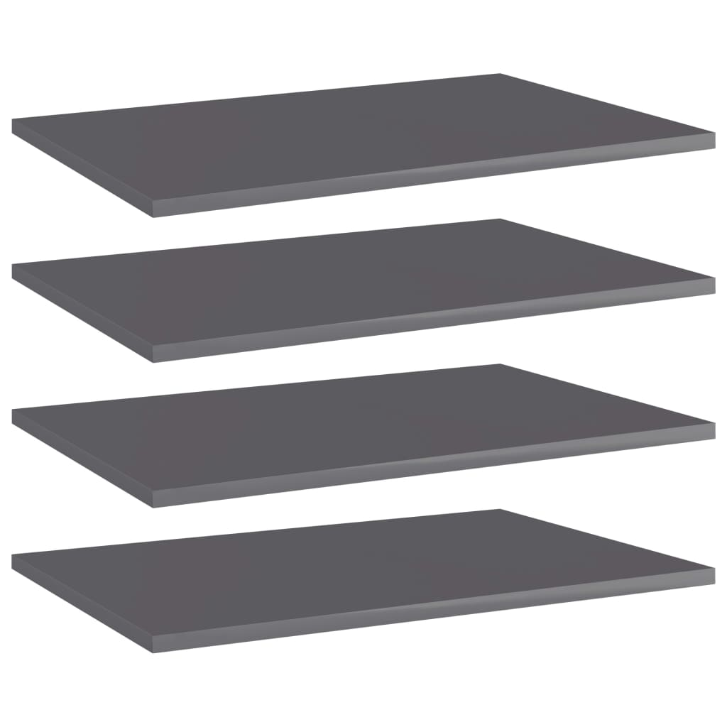 Ripiani per Libreria 4pz Grigio Lucido 60x40x1,5cm Multistrato