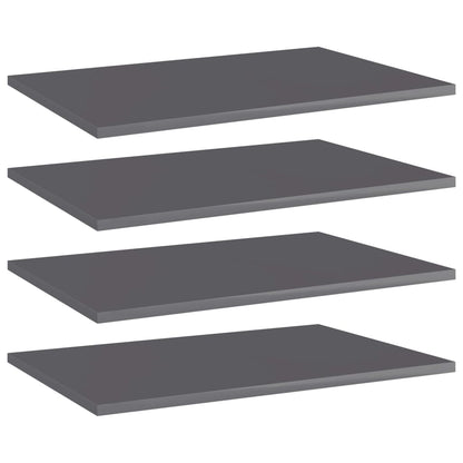 Ripiani per Libreria 4pz Grigio Lucido 60x40x1,5cm Multistrato